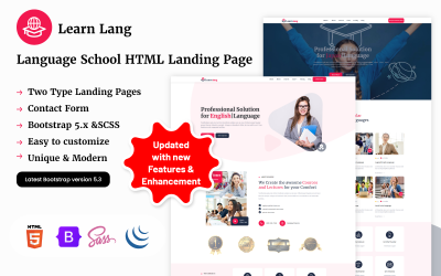 Leer Lang - HTML-bestemmingspaginasjabloon voor taalschool