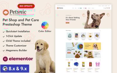 Petsnic - Opieka nad zwierzętami, Sklep zoologiczny Responsywny motyw Prestashop