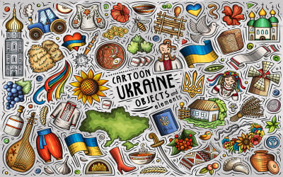 Украинский набор объектов. Мультфильм векторные иллюстрации