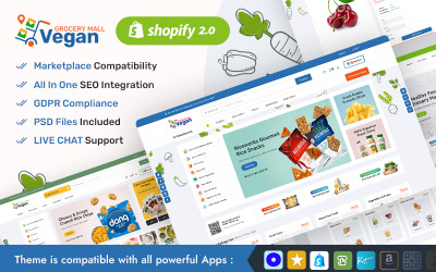 Vegan - 杂货店和有机物商店 - 最佳 Shopify 2.0 多功能主题