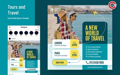 Bannières de médias sociaux de voyage - 00272