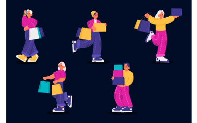 Lidé s nákupní taškou ilustrace