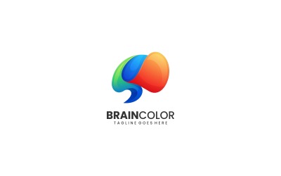 Styl logo gradientu kolorów mózgu