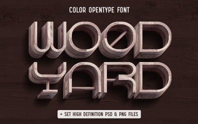 Wood Yard - Color Font mit einer Reihe von PNG- und PSD-Dateien