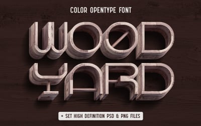 Wood Yard - Color Font with set of PNG &amp;amp; PSD Files