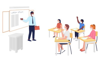 Dopo il set di caratteri vettoriali a colori della classe della scuola corona