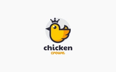 Logo de mascotte simple couronne de poulet