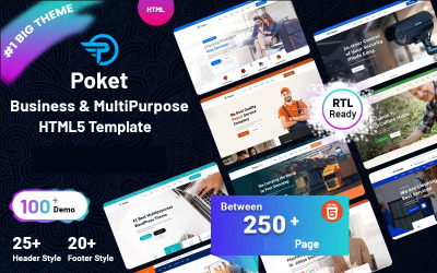 Poket - Placa de equipe de site responsivo multifuncional e de negócios