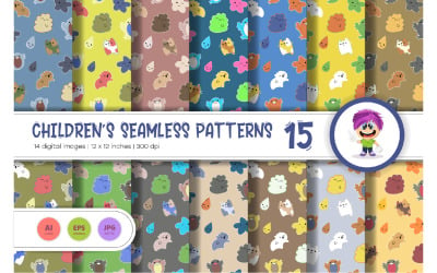 Cute Baby Seamless Patterns 15. Papel digital