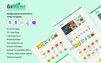 Ecomarket - Modèle HTML de commerce électronique pour magasin bio et alimentaire