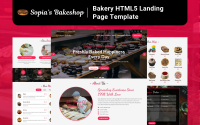 Sopia&amp;#39;s Bakeshop – Šablona vstupní stránky HTML5 pekárny