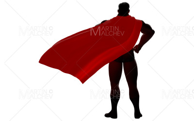 Superheld steht hoch zurück Silhouette 3D Render