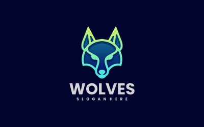 Wolf Line Art Gradient Logo