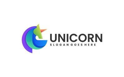 Estilo de logotipo colorido gradiente unicórnio Vol.1