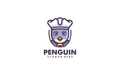 Kapten Penguin tecknad logotyp stil