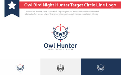 Owl Bird Silent Night Hunter Target Circle Line logó