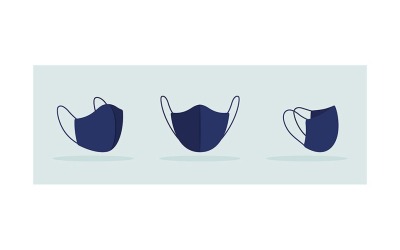 Ansiktsmask med tunna knytband och söm i mitten svart mockup
