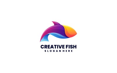 Logo colorato sfumato di pesce creativo