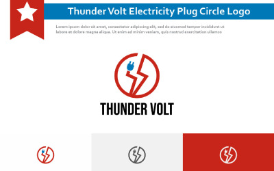 Logotipo de línea circular de enchufe eléctrico Thunder Volt