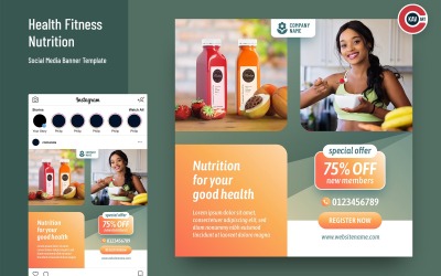Modello banner per social media fitness salute - 00277