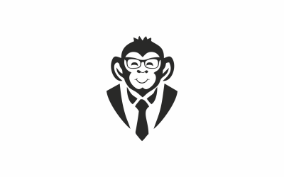 Szablon logo abstrakcyjnego krawata małpy