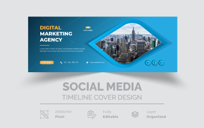 Digitális marketing modern vállalati közösségi média idővonal borítója