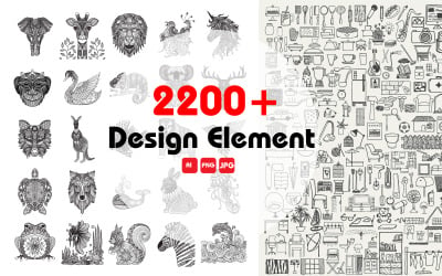 2200 多个设计元素（EPS、PNG、JPEG）矢量图