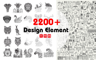 2200+ tervezési elem (EPS, PNG, JPEG) vektorok
