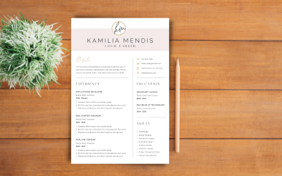 Kamilia Mendis - Druckbares modernes CV-Design für Mädchen