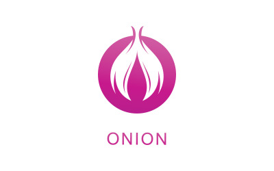 Zwiebel-Vektor-Vorlage. Logo-Design mit roten Zwiebeln V10