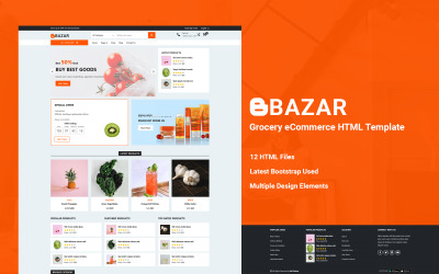 Bazar – Élelmiszerbolt e-kereskedelmi HTML-sablonja