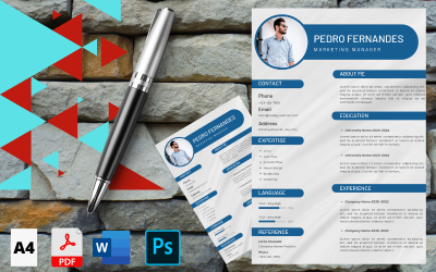 Blue and White Background Simple Digital Resume template