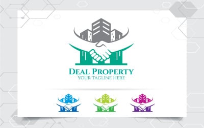 Logo profesjonalisty z branży nieruchomości z koncepcją budynku i dłoni
