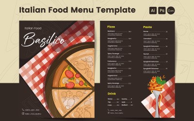 Modello di menu di cibo italiano