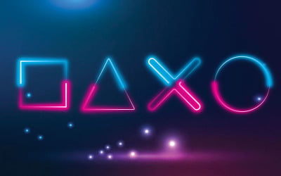 PlayStation Oyun Logosu Şablonu (Neon PlayStation Düğmeleri Logosu)