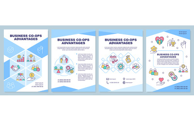 Blaue Broschürenvorlage für Vorteile von Business Co-ops