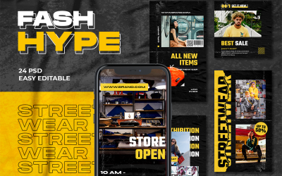 Fashype - Plantilla de redes sociales para publicaciones de Instagram de Streetwear