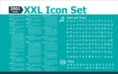 2001 XXL-Icon-Set, Web-Icon, Medien, Business, Büro, Shopping-Icons, Telefon, Illustrationsvektor