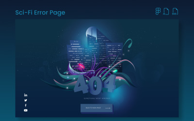 Научно-фантастический дизайн страницы с ошибкой 404