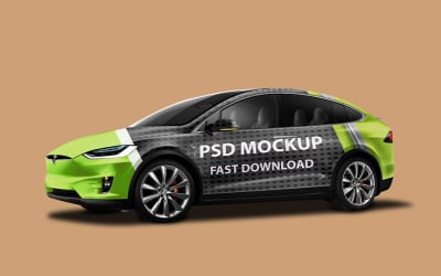 Tesla Car Branding PSD Mockup-Vorlage