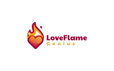 Estilo de logotipo simple de llama de amor