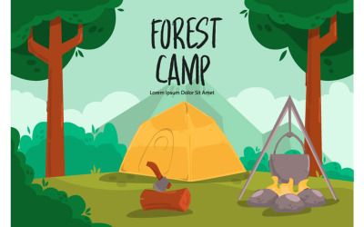 Illustrazione della priorità bassa dell&amp;#39;accampamento della foresta