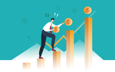 Businessman Run To Chasing Money Free Vector Illustration
