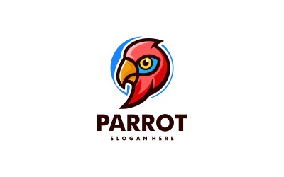Design semplice del logo della mascotte del pappagallo