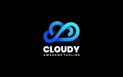Diseño de logotipo degradado de arte de línea de nube