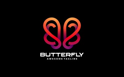 Schmetterlings-Strichzeichnungs-Farbverlaufs-Logo Vol.1
