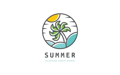 Beach Palm a letní Logo šablona