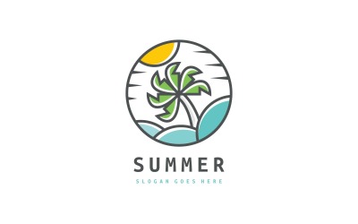 Beach Palm and summer Logo Template