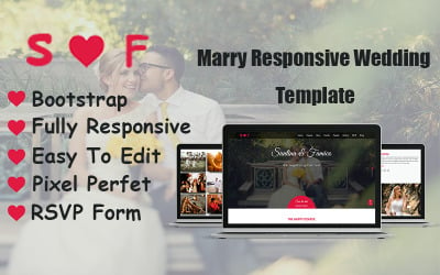 Marry - Responsiv HTML-mall för bröllop