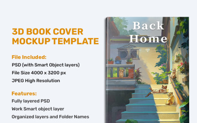 Mockup di libro con copertina rigida vista frontale